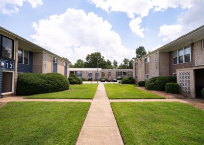 Exterior of Marina Point apartment showcasing modern architecture and landscaping